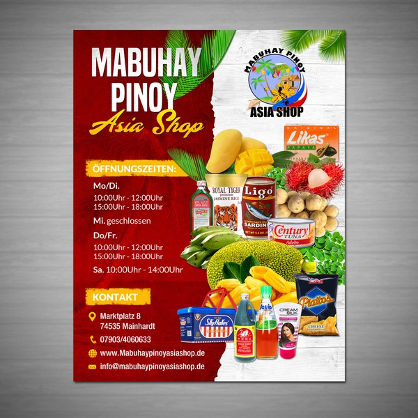 Design by VGaneshayan1 titled "Ich benötige ein Flyer design für einen Asiatischen Lebensmittelladen"