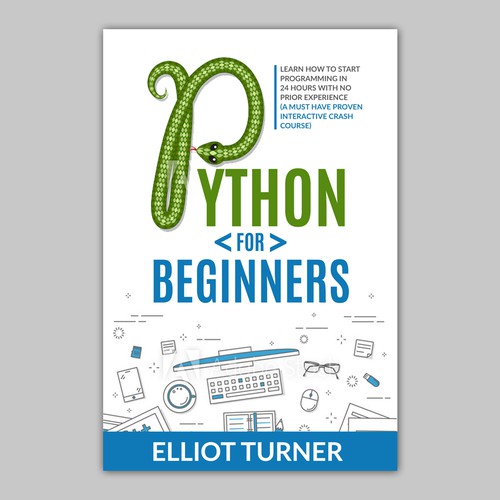 Python Prgramming book cover design (Subtitle must be included on cover) Design by Retina99