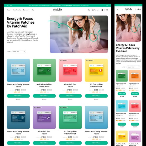 Redesign for patchaid.com - a simplistic, streamlined, and products-first  concept, Web page design contest