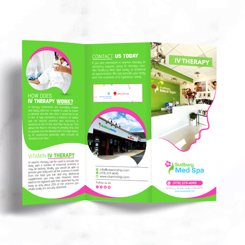 Design a brochure for IV Therapy at Sudbury Med Spa, FULL CONTENT PROVIDED Design by Rocket Zone