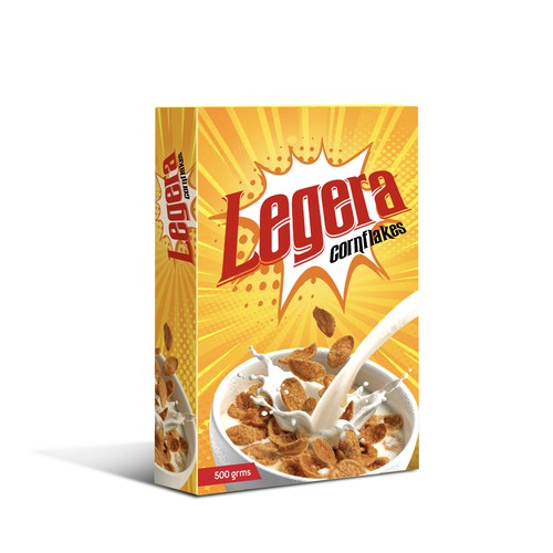 Premium cereal breakfast packaging (Corn Flakes) Design by sougatacreative