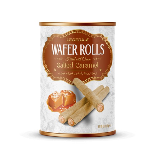 LEGERA Wafer Rolls Pack 125 gm - Salted Caramel Design by Gustavo RV