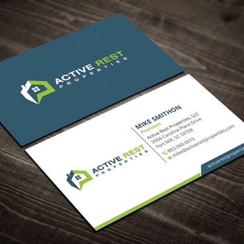 Modern Business Cards for Active Rest Properties Design by Taaiebah