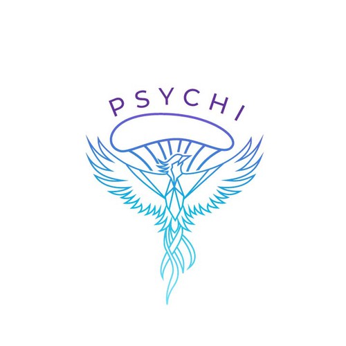 Psychi - a golden Phoenix and wild psilocybin mushrooms Design von Lorempix