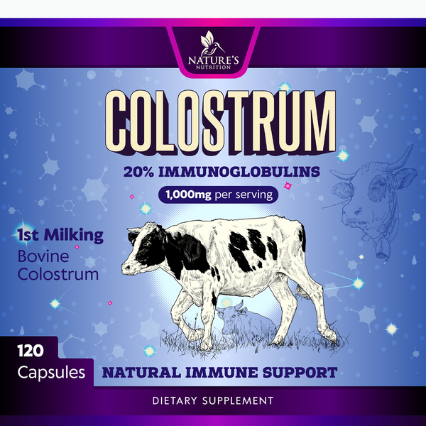 Colostrum supplement pill jar label