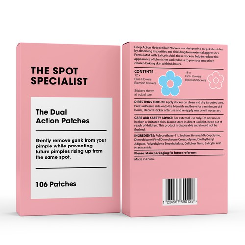 Pimple Patch PACKAGING to appeal to FEMALE BEAUTY user Design by interaksi