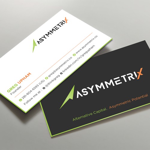 Design a cool, edgey but sophisticated business card for an alternative investment firm. Design von prosenjit_P