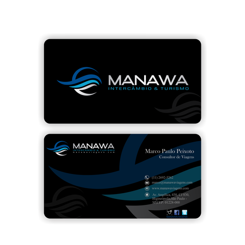 Please create a great Business Card design for travel agency Manawa! Design by Parth Soni