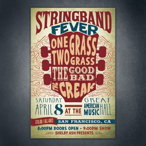 Music poster for one of San Francisco's oldest music venues Design by Stefanosp