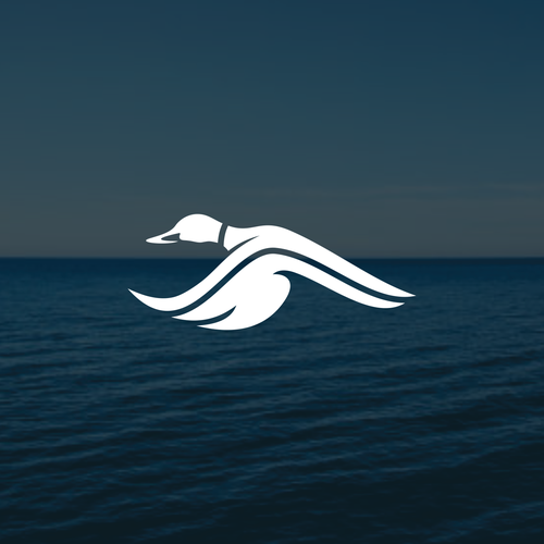 Coastal lifestyle brand featuring a mallard duck and wave, appeal to outdoor enthusiasts and surfers Diseño de muuter