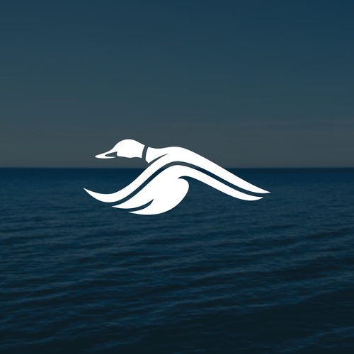 Coastal lifestyle brand featuring a mallard duck and wave, appeal to outdoor enthusiasts and surfers Design by muuter