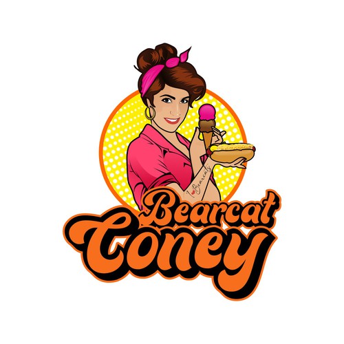G-Rated Cartoon PinUp Girl girl logo for Retro Coney Hotdog restaurant Design by MALATHY