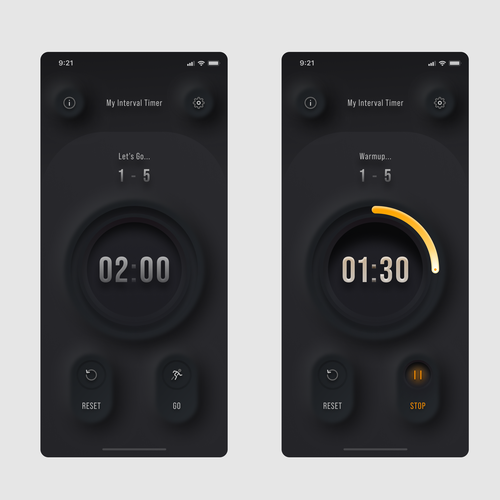 Redesign a popular fitness timer app Design by M.Amiri