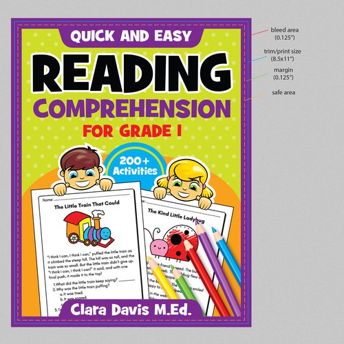BOOK COVER: Grade 1 Reading Comprehension - Professional Workbook for Kids Design by WolfBell