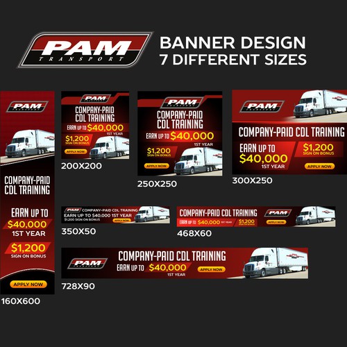 Keep on trucking! Create banner ads for truck driver recruitment. Design by Jhess331 Design