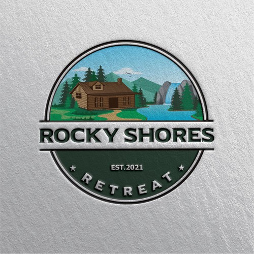 Rocky Shores Retreat Vacation Cottage Logo Design by Carlos Foliaco