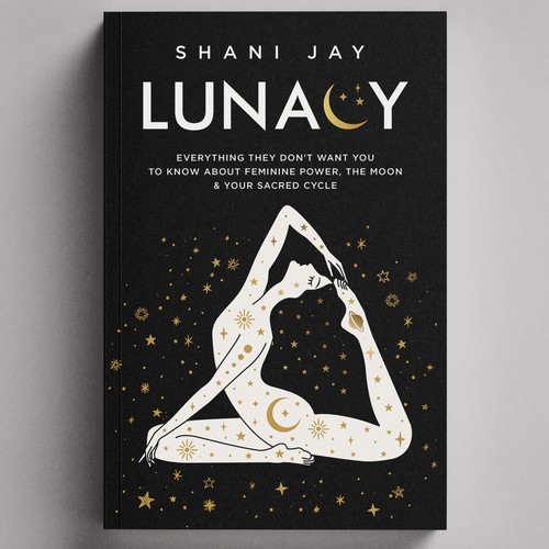 Beautiful nonfiction book cover design for a book about the moon & feminine energy aimed at women Design by Sam Arts Studio