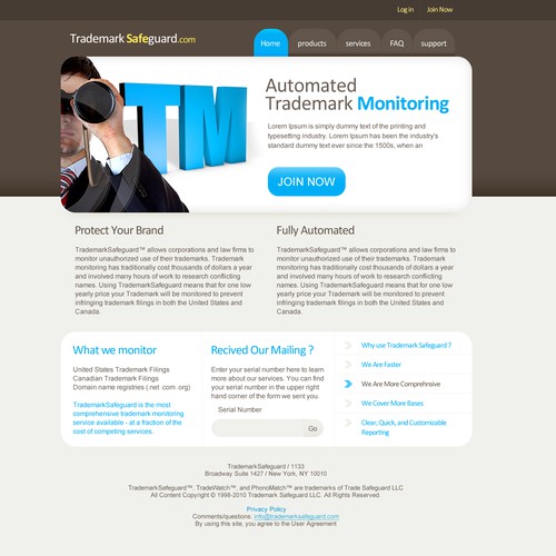 website design for Trademark Safeguard Design von Matusy
