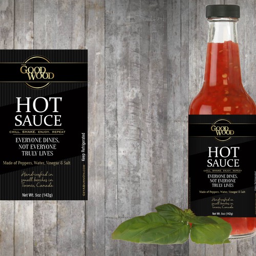 Bottle label for gourmet hot sauce -- a whole new approach to hot sauce marketing Design by OrangeCrush