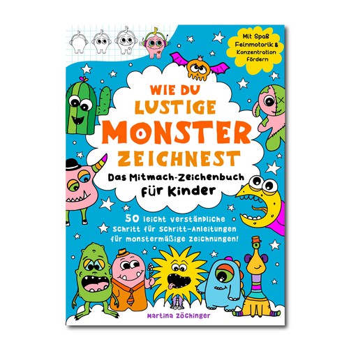 Design a cheerful cover for a monster drawing book for children Design by ALINAsINK