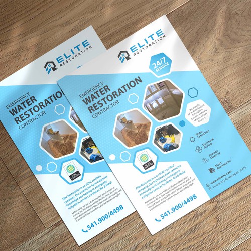 Emergency Water Restoration Flyer Design by Moi_Designers