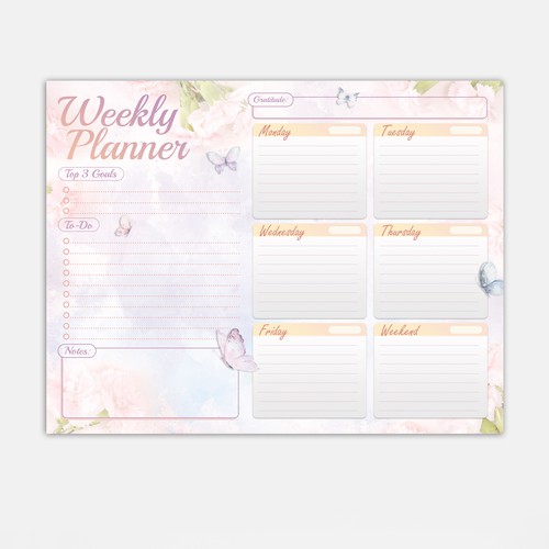 Design Design a weekly planner template with graphical elements. di LunarDragon