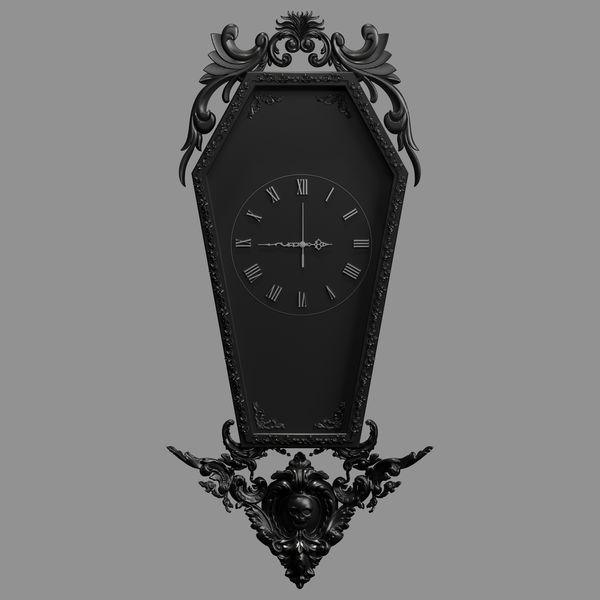Victorian Coffin Shaped Wall Clock for Goth Decor