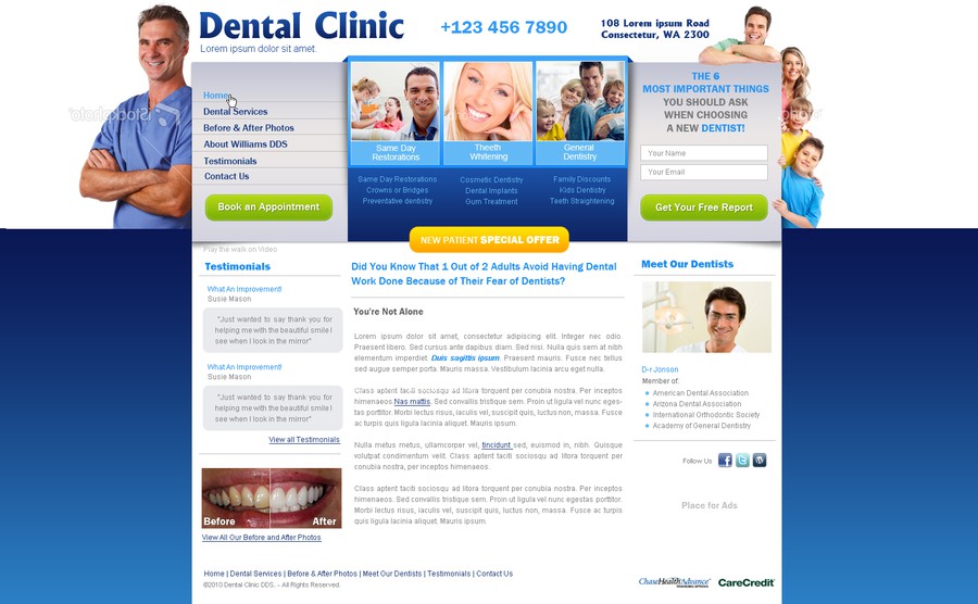 Dental Website Template | Web page design contest