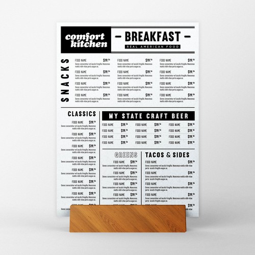 Design a cool new menu for a breakfast & lunch spot in Upstate NY Design by Along99