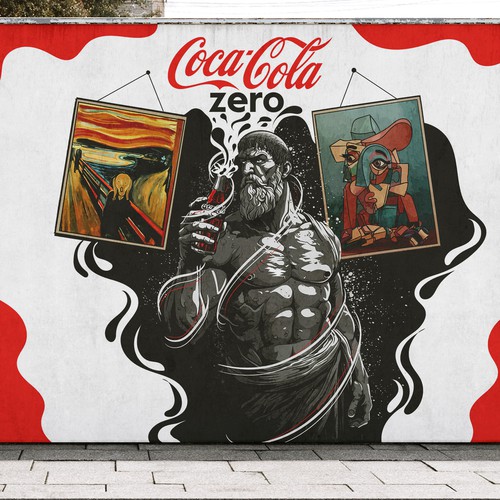 Artistic mural design for Coca-Cola Zero in Brussels Réalisé par DhiyaGraphic