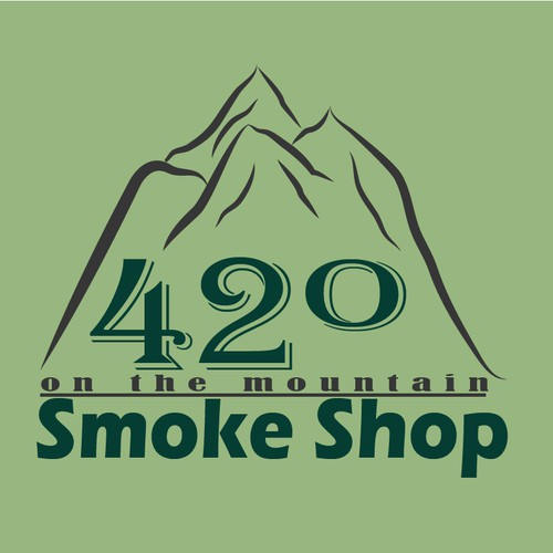 Create logo as the 42° is to look like 420 and then some mountains
and put "on the mountain" under smoke shop
 Design by Meh Man!