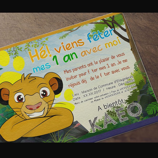 Anniversaire 1 An Roi Lion Birthday 1 Year King Lion Card Or Invitation Contest 99designs