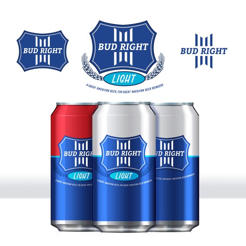 Bud Right.  The great new American Beer for good ol' fashioned American beer drinkers. Design by pmo