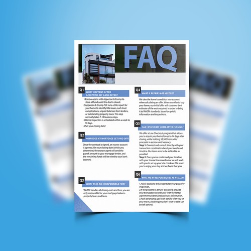 Design di FAQ Flyer made For Real Estate Homebuyer di riazuldesigner