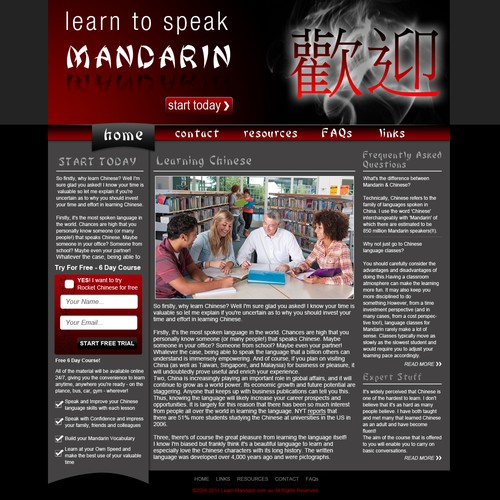 Create the next website design for Learn Mandarin Réalisé par zigotone