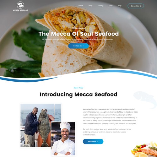 Miami Soul Seafood Restaurant Concept 1 Page Only Design von Abbram