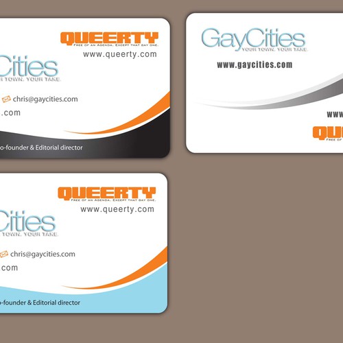 Create new business card design for GayCities, Inc., which runs Queerty.com and GayCities.com,  Réalisé par Zewal