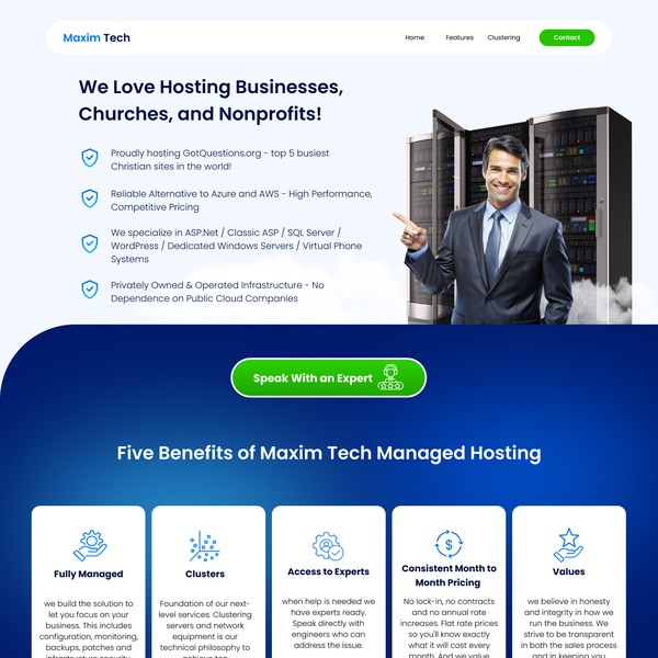 Maxim Tech Landing Page Design
