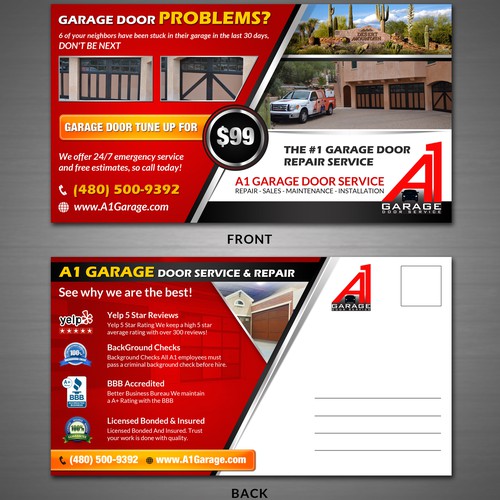 Postcard Flyer Or Print, A1 Garage Door Service Careers