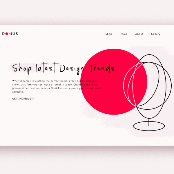 Design by Eveline Saba titled "Domus furniture Landing page design"