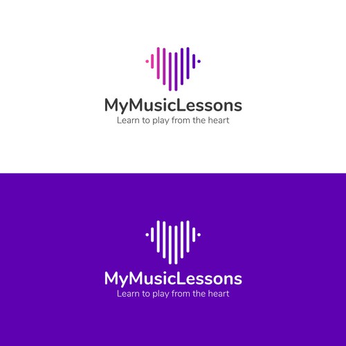 "Learn to play from the heart" Logo for Music Tech business Design by Tanmay