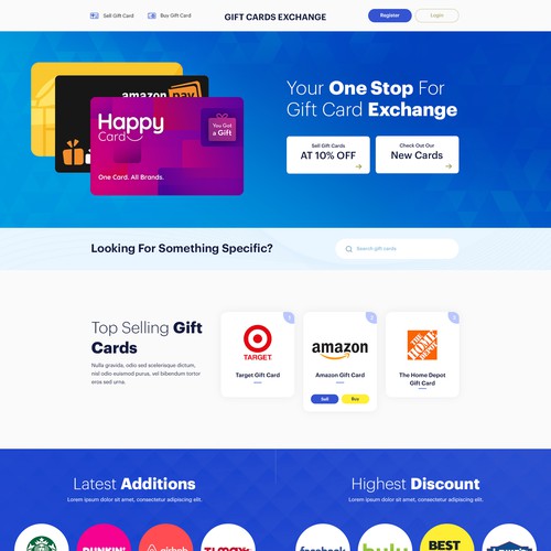 Designs Modern Customer Engaging site for our Online Gift Card