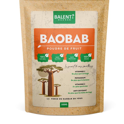 Looking for a calm and powerful packaging for our baobab powder. Design by ✝DeSiGnEr✝JOHN