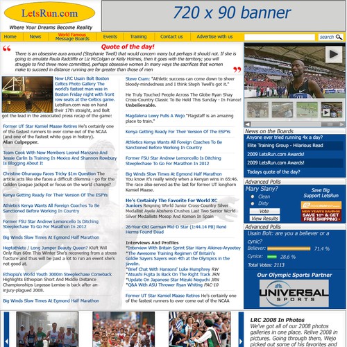 LetsRun.com Homepage Re-Design/Cleanup Diseño de detsynergy