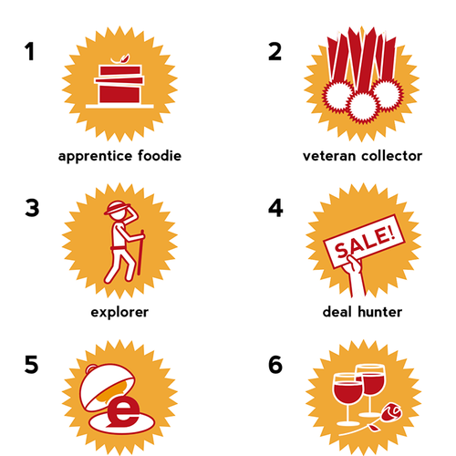 Design 10 badges/icons for eatigo & win full badge 1-on-1 project!! Design by j.m