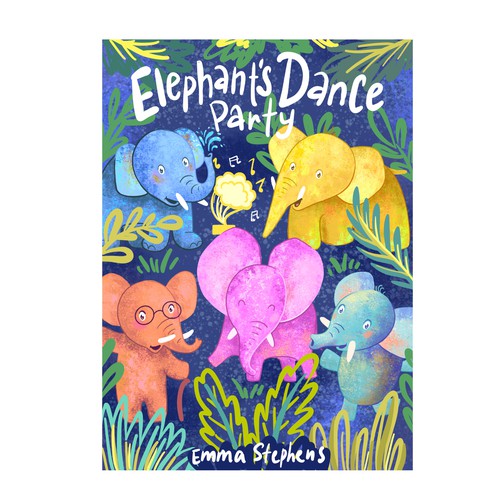 The Elephants Dance Party - Fun, bright and quirky kids book illustration Design by HannaSymo