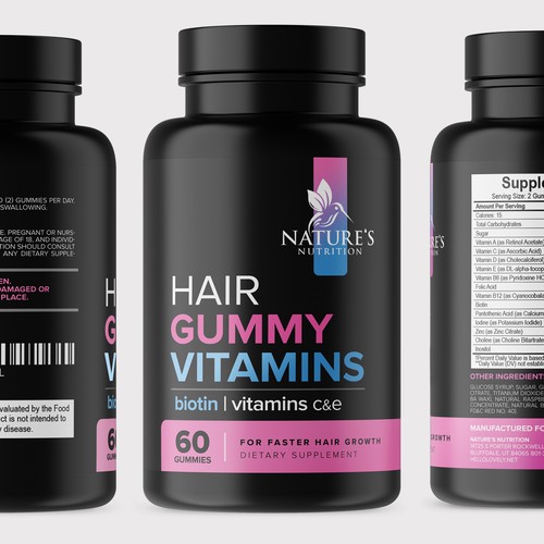 Nature S Nutrition Needs A Gummy Vitamins Black Label Product Label Contest 99designs