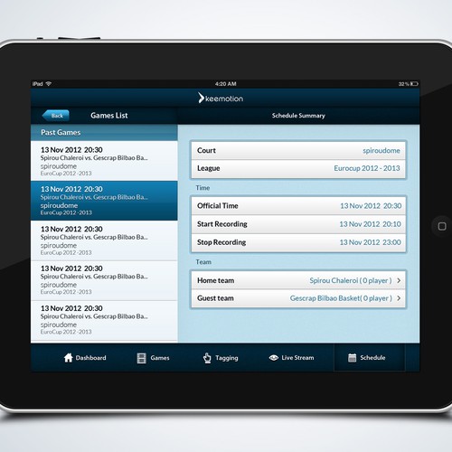 Design di Create a stunning iPad design for a sports app di Unicorns
