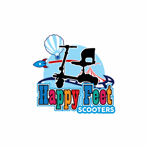 Fun, bright colored, modern logo for theme park scooter rental Design by D'jwara