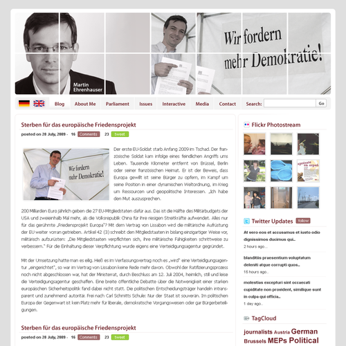 Wordpress Theme for MEP Martin Ehrenhauser Réalisé par kalipp
